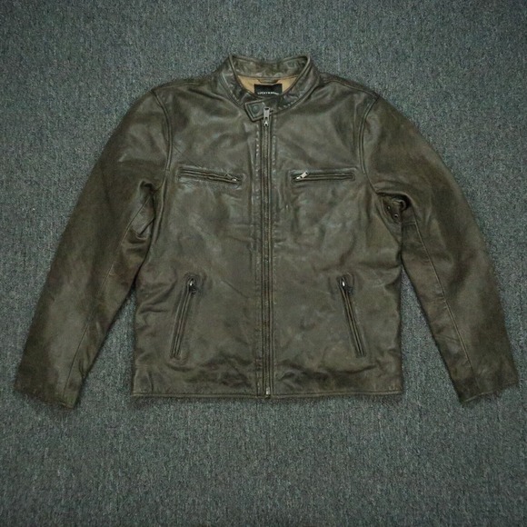 Lucky Brand Jacket Mens Large Brown Leather Bonneville Racer Moto